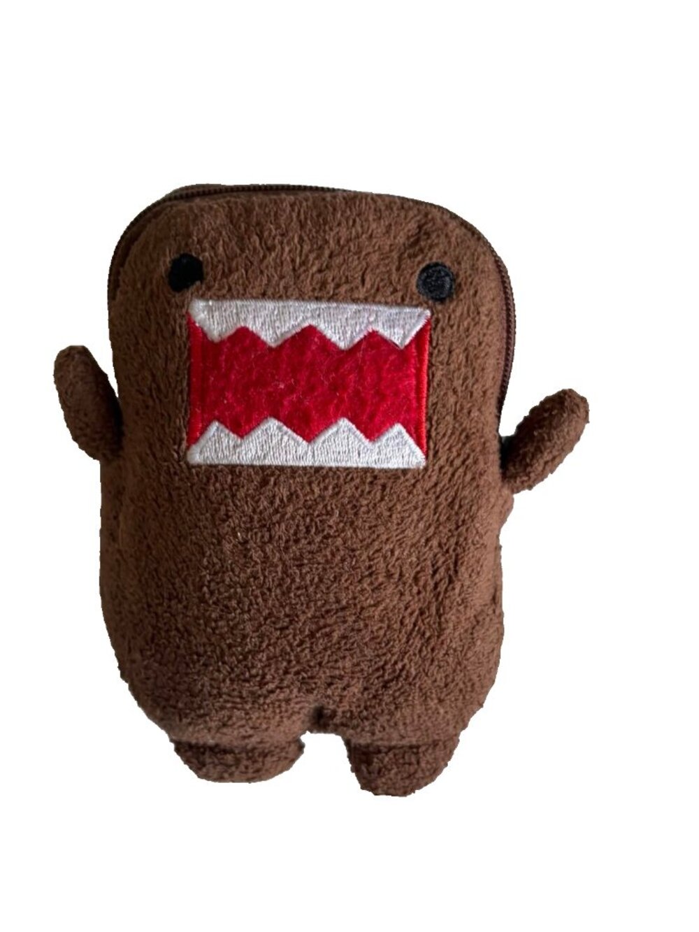 Vintage Domo Kun Plush Zipper Pouch Coin Purse NHK Y2K Brown Double Zip
